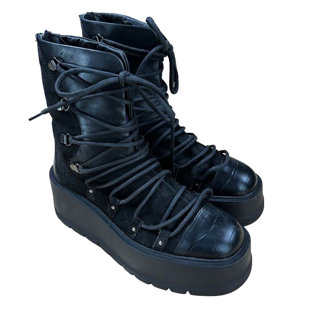 Free People Black Platform Ankle Boots